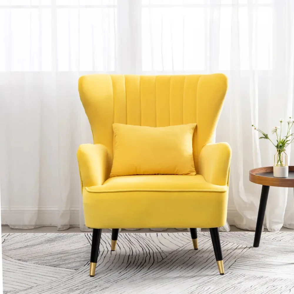 Yellow Chic Tufted Accent Chair With Cushion Single Piece
