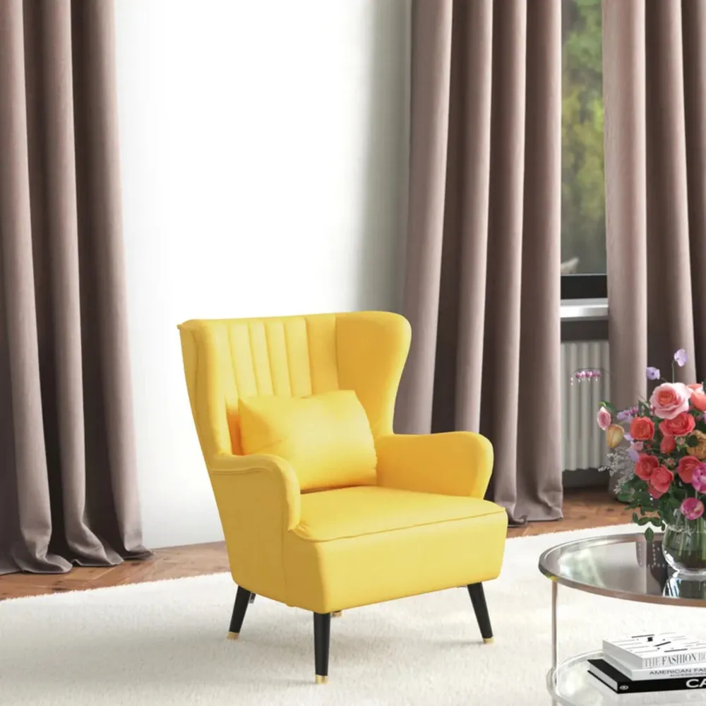 Yellow Chic Tufted Accent Chair With Cushion Single Piece