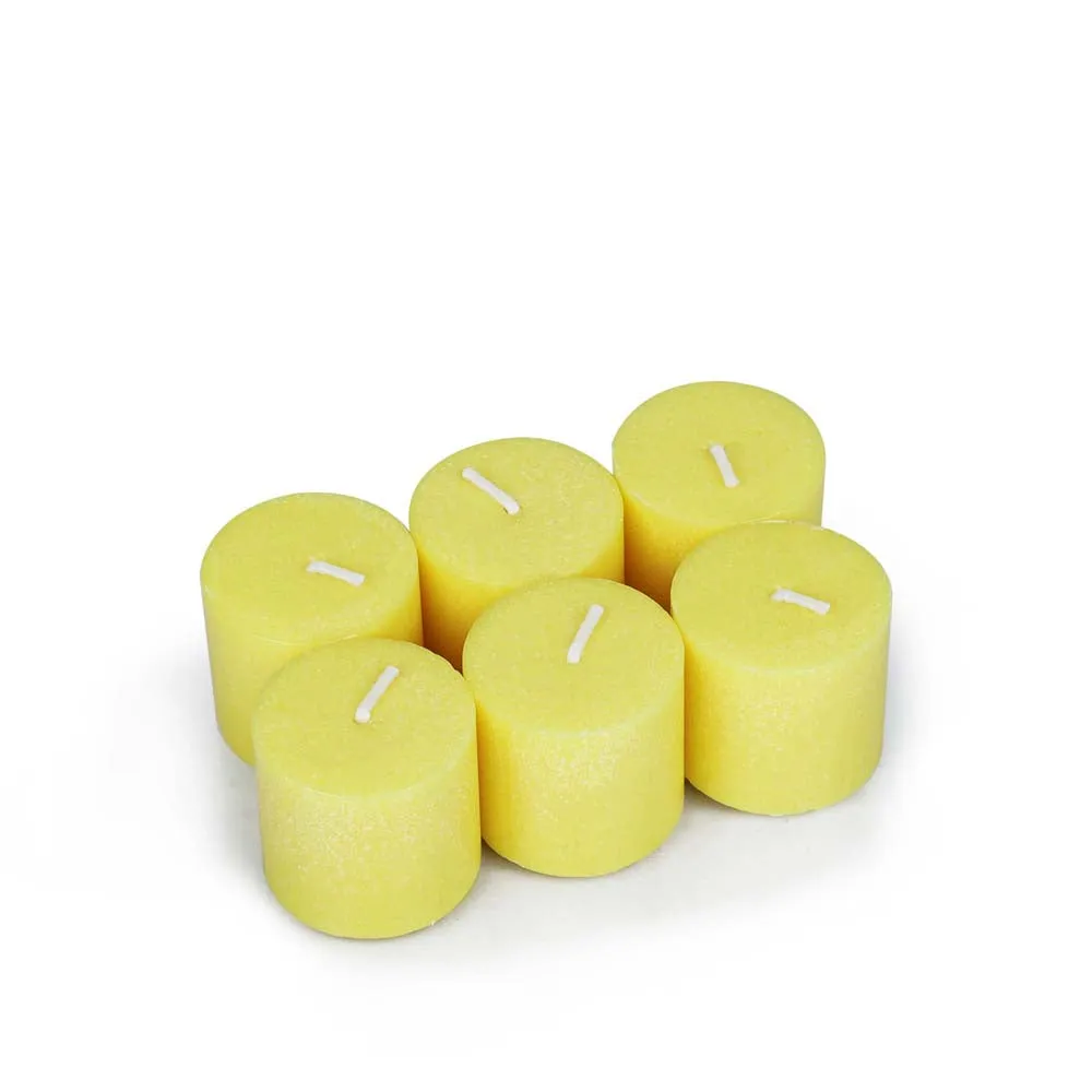 Yellow Coloured Mango Sorbet Scented Set of 6 Premium Votive Candles Refill Pack