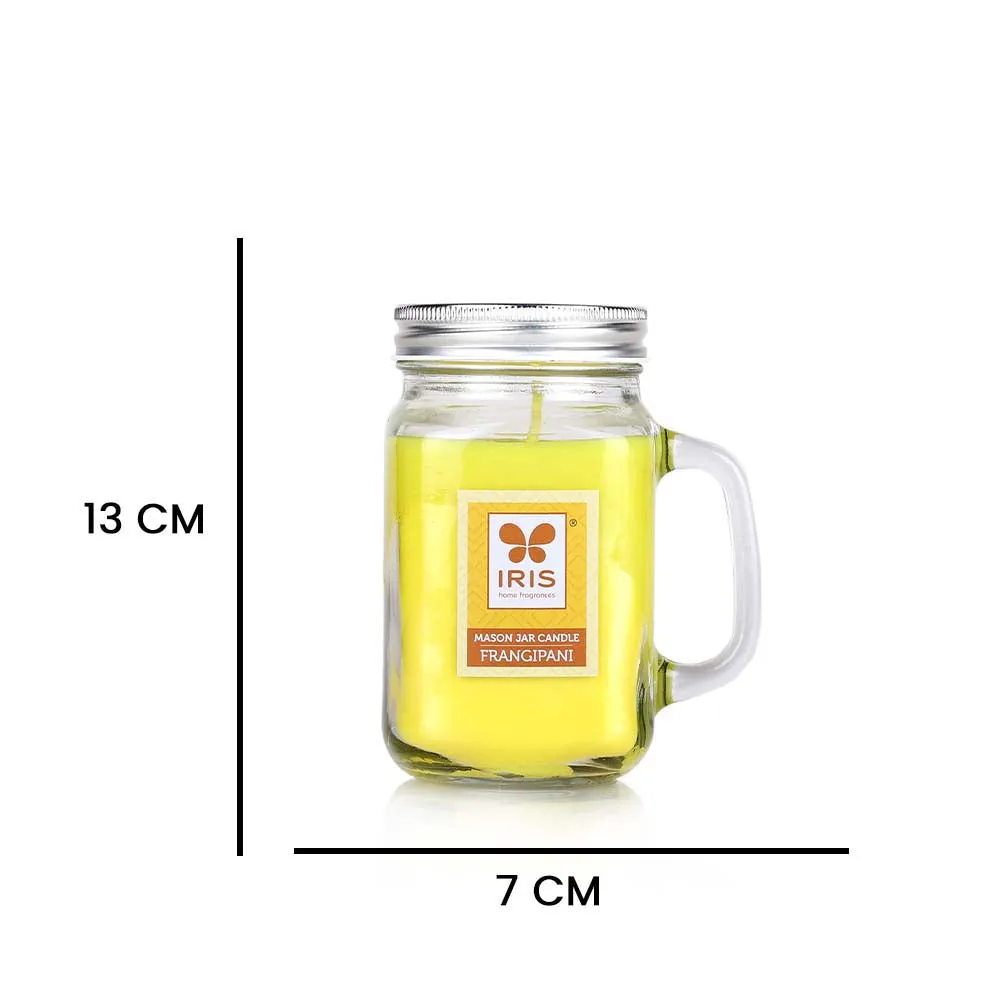 Yellow Coloured Premium Frangipani Scented Mason Jar Candle- Small