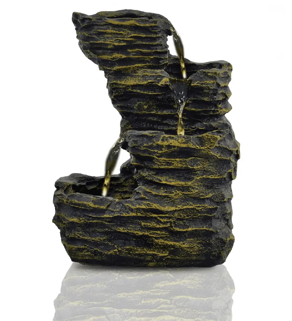 Yellow-Coloured Solid Rock Cavern Water Fountain