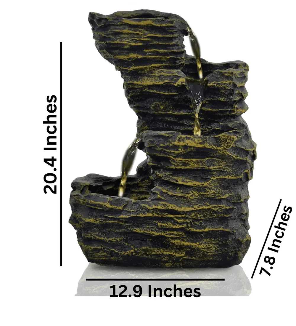 Yellow-Coloured Solid Rock Cavern Water Fountain