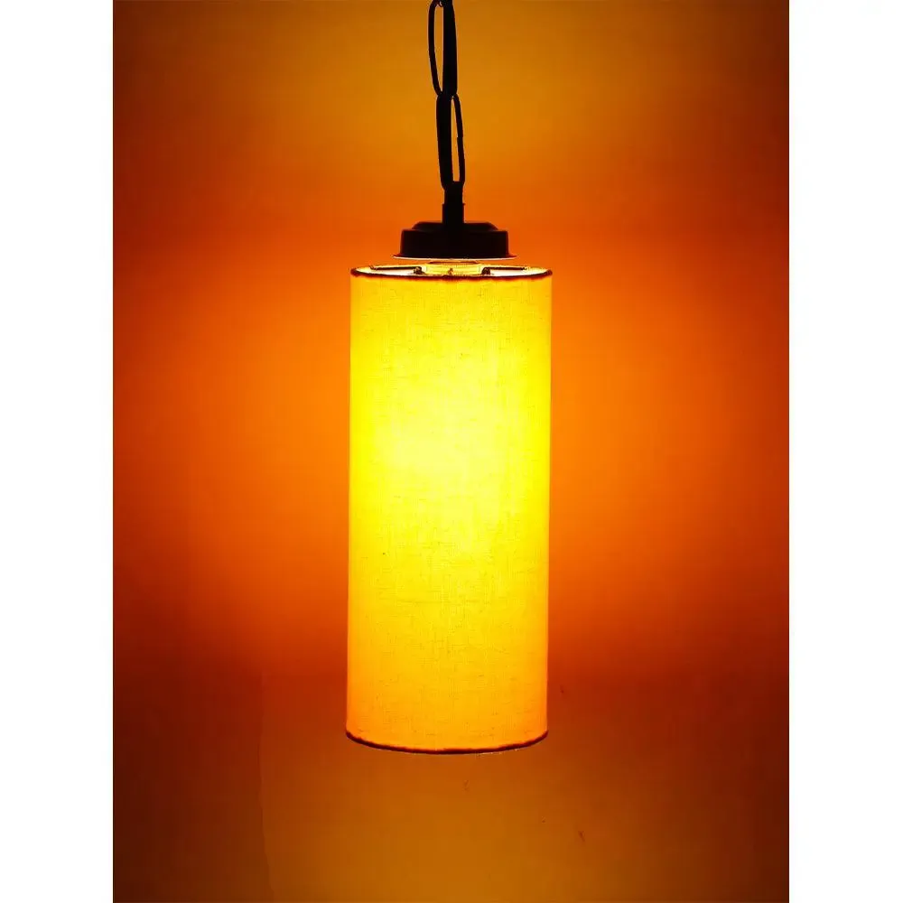 Yellow Cotton Cylindrical Hanging Lamp