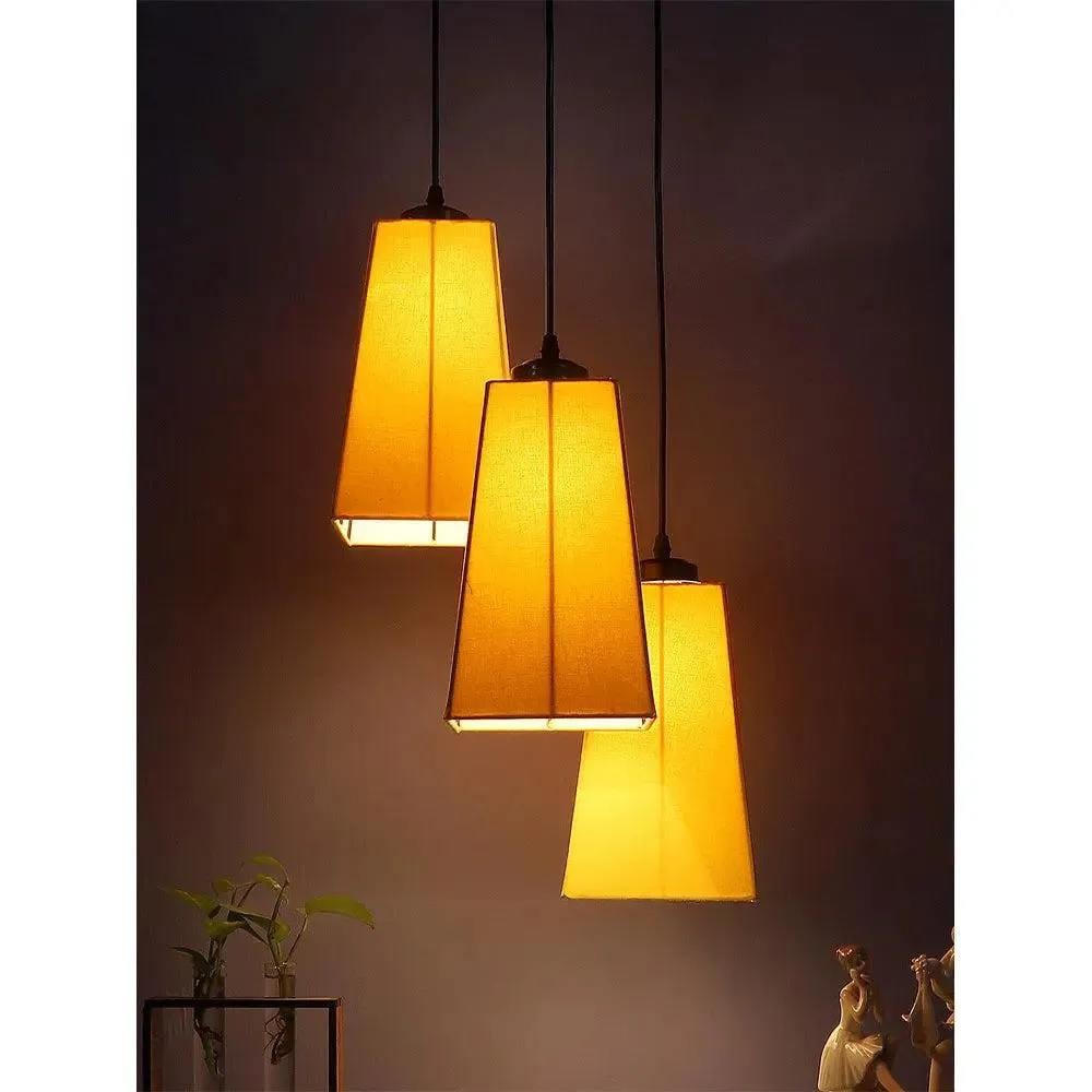 Yellow Cotton Pyramid Cluster Hanging Lamp