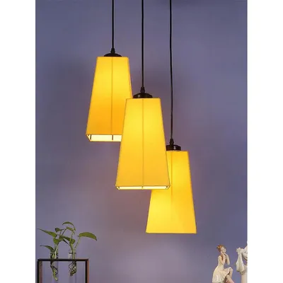 Yellow Cotton Pyramid Cluster Hanging Lamp