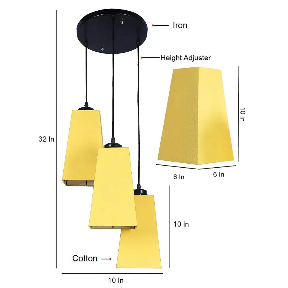 Yellow Cotton Pyramid Cluster Hanging Lamp