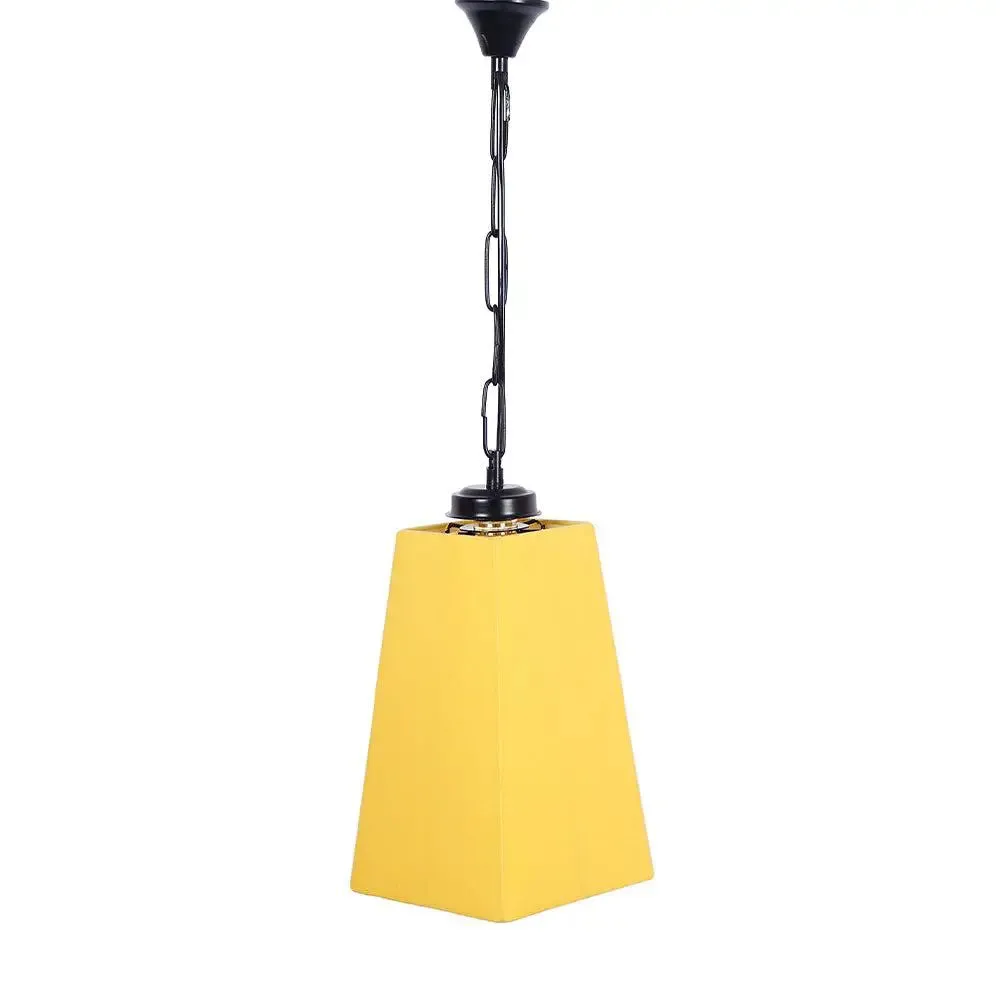 Yellow Cotton Pyramid Hanging Lamp