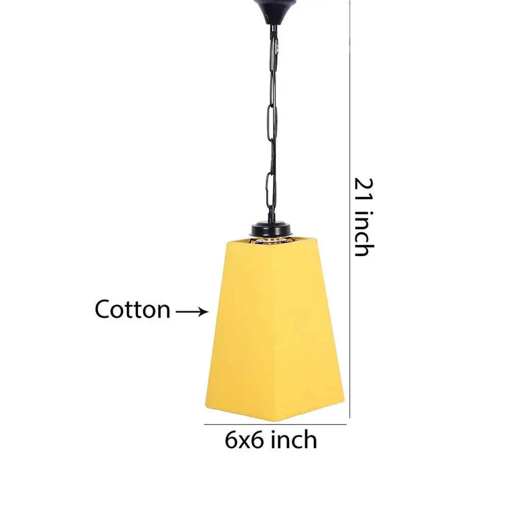 Yellow Cotton Pyramid Hanging Lamp