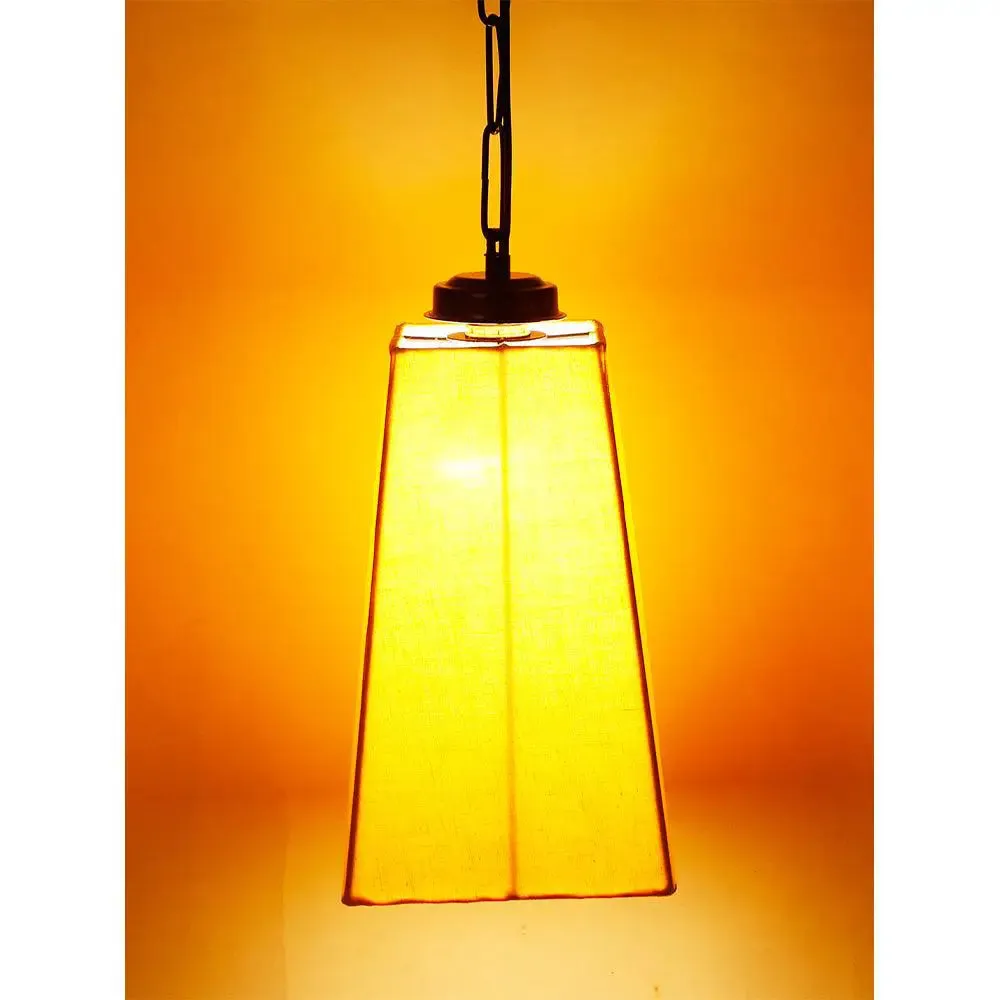 Yellow Cotton Pyramid Hanging Lamp