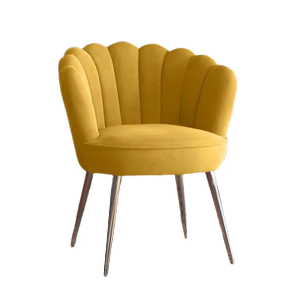 Yellow Crafted Shell Designer Lounge Chair SET 1