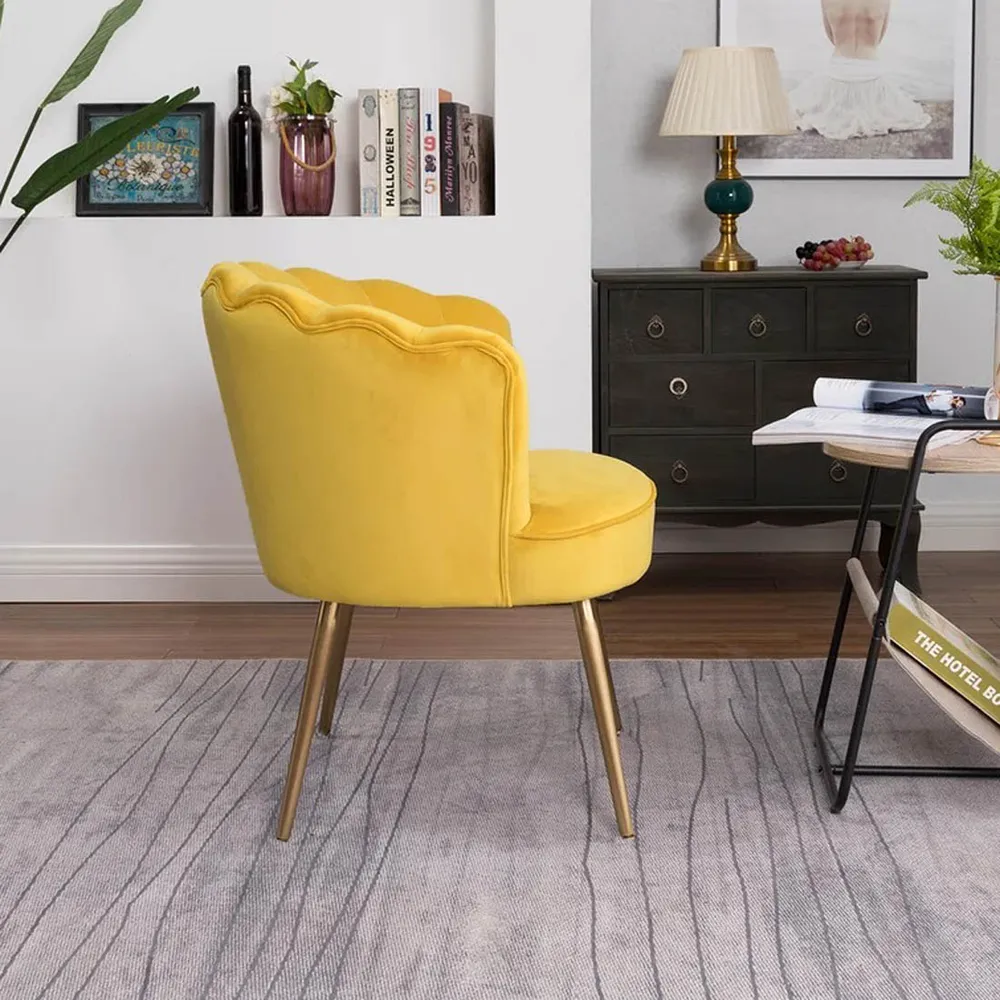 Yellow Crafted Shell Designer Lounge Chair SET 1