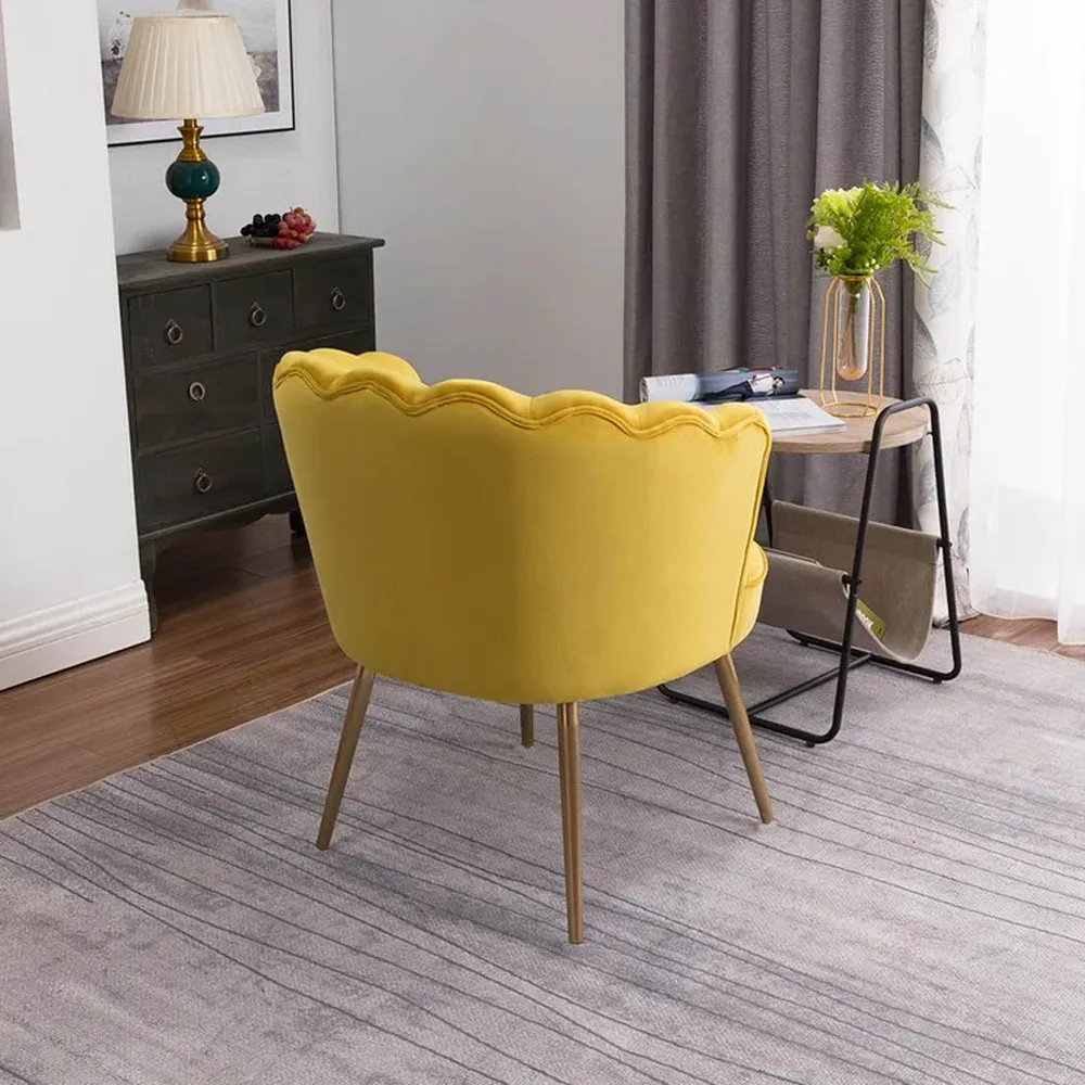 Yellow Crafted Shell Designer Lounge Chair SET 1