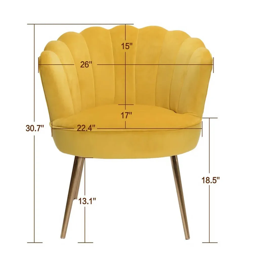 Yellow Crafted Shell Designer Lounge Chair SET 1