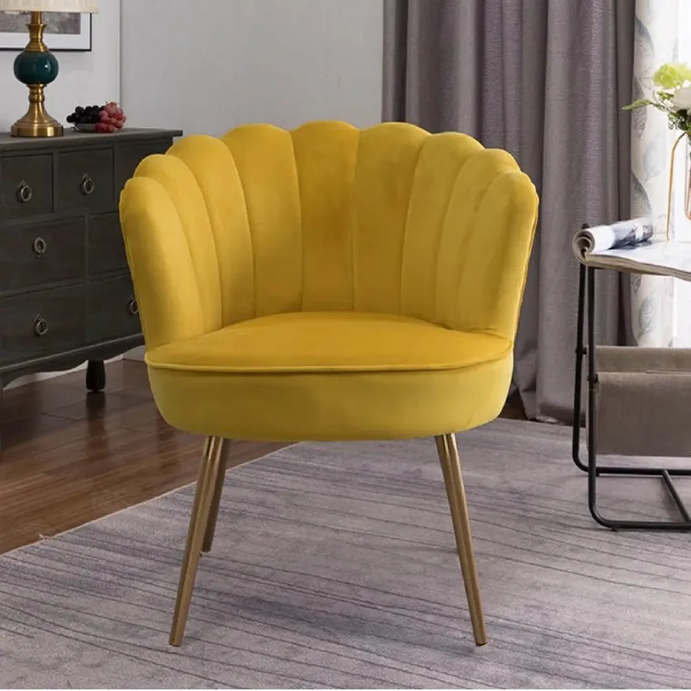 Yellow Crafted Shell Designer Lounge Chair SET 1