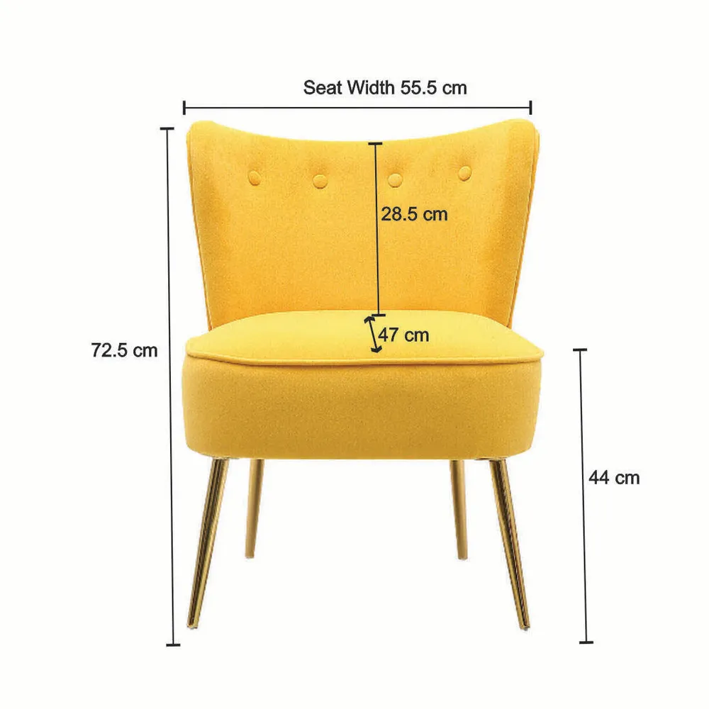 Yellow Deep Cushioning Comfy Velvet Lounge Chair