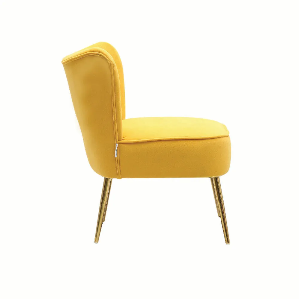 Yellow Deep Cushioning Comfy Velvet Lounge Chair