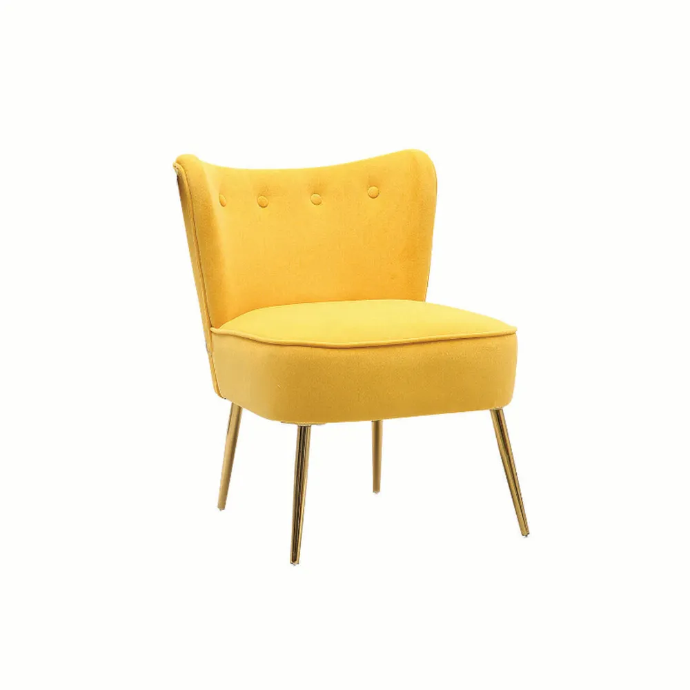 Yellow Deep Cushioning Comfy Velvet Lounge Chair