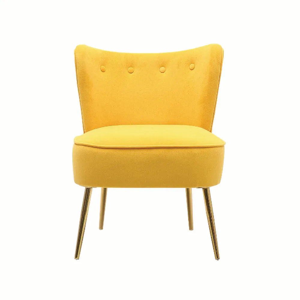 Yellow Deep Cushioning Comfy Velvet Lounge Chair