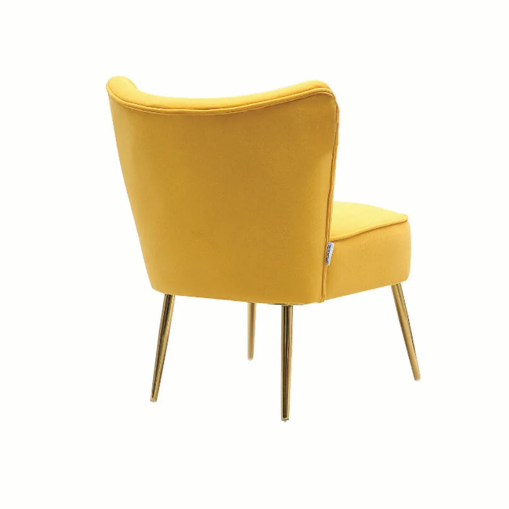 Yellow Deep Cushioning Comfy Velvet Lounge Chair