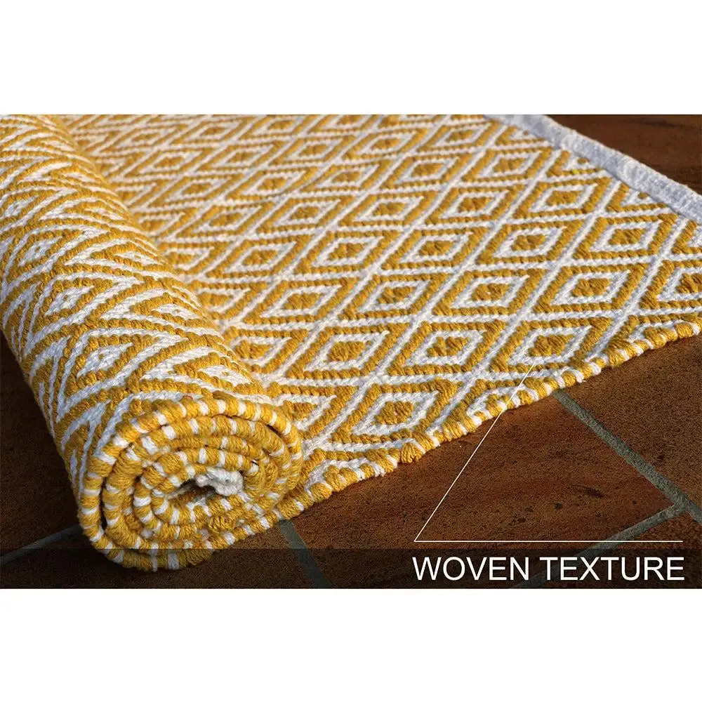 Yellow Designer Handwoven Area Rug (70 x 140) cm