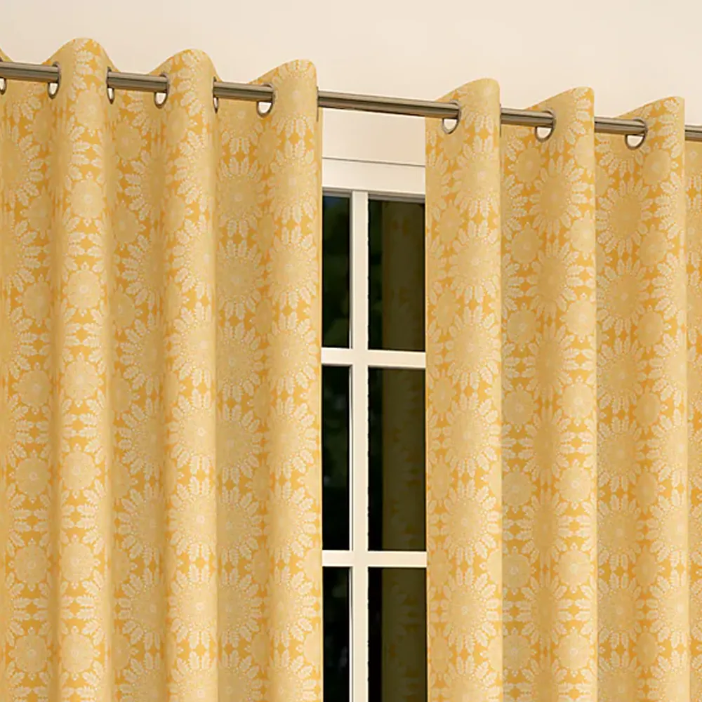 Yellow Floral Arrangement Designer Curtain 5 ft