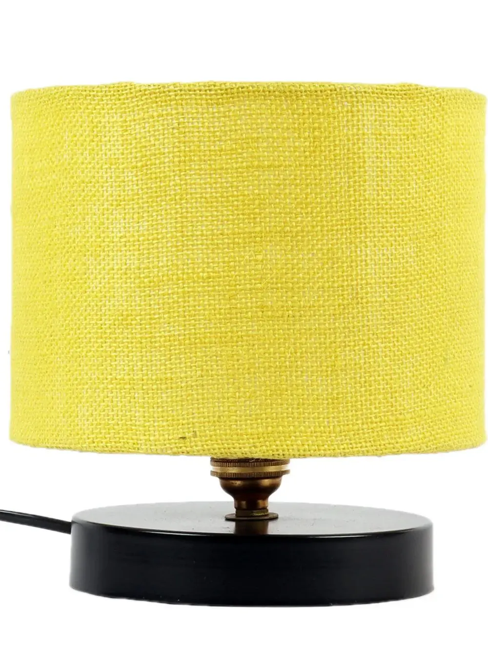Yellow Jute Table Lamp with Iron Base