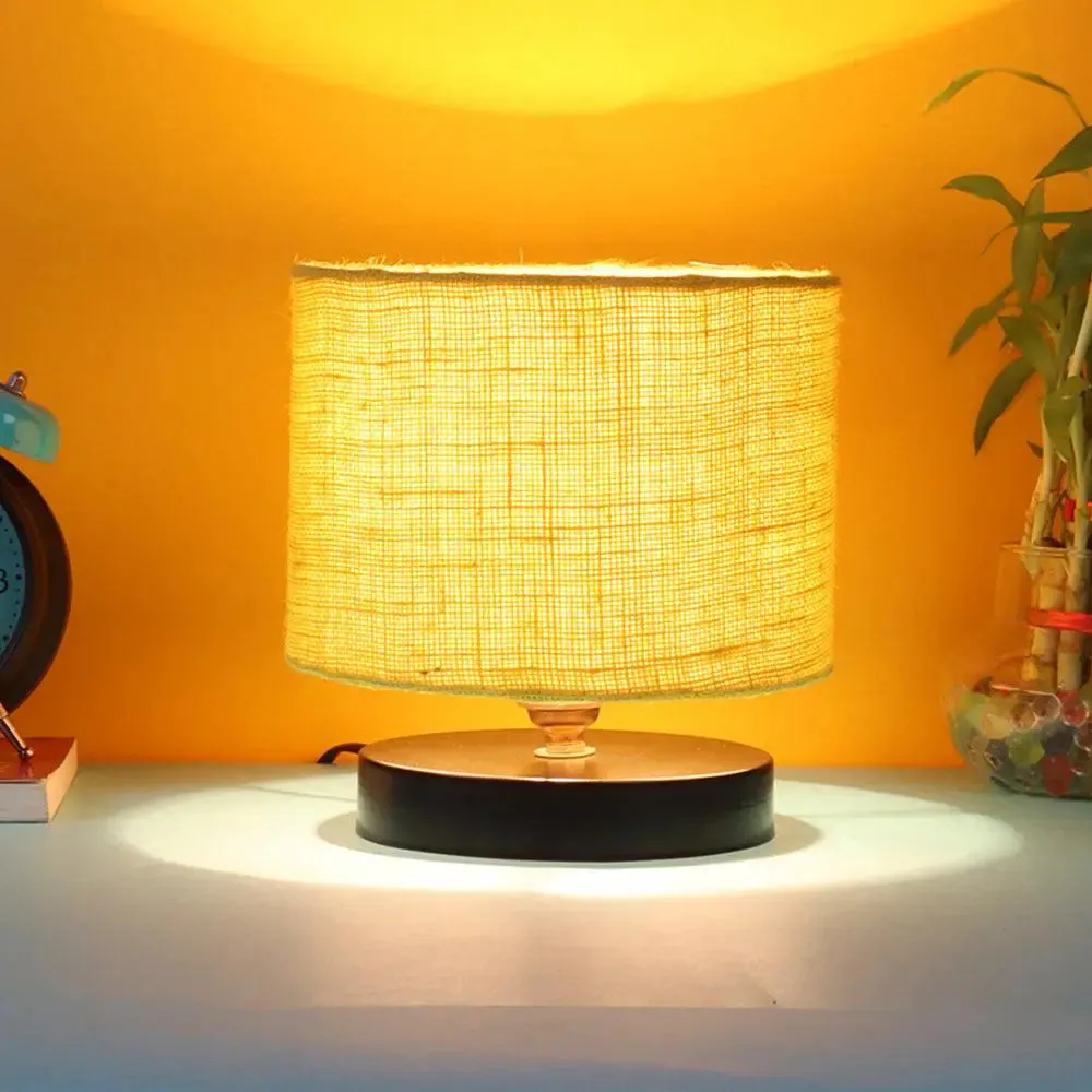 Yellow Jute Table Lamp with Iron Base