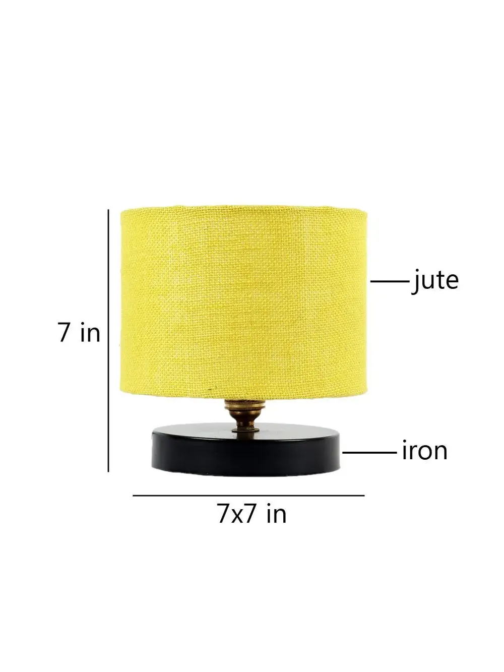 Yellow Jute Table Lamp with Iron Base