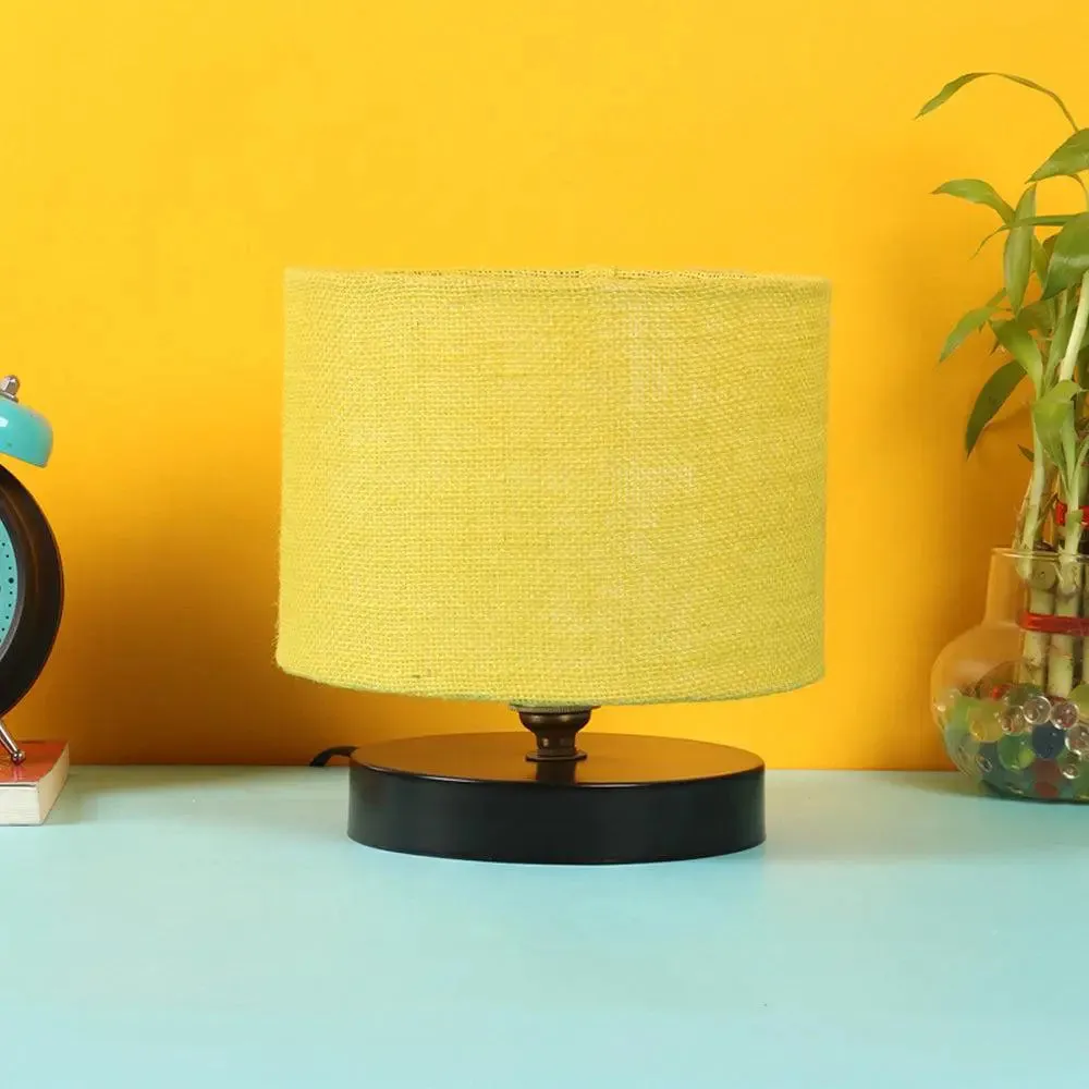 Yellow Jute Table Lamp with Iron Base