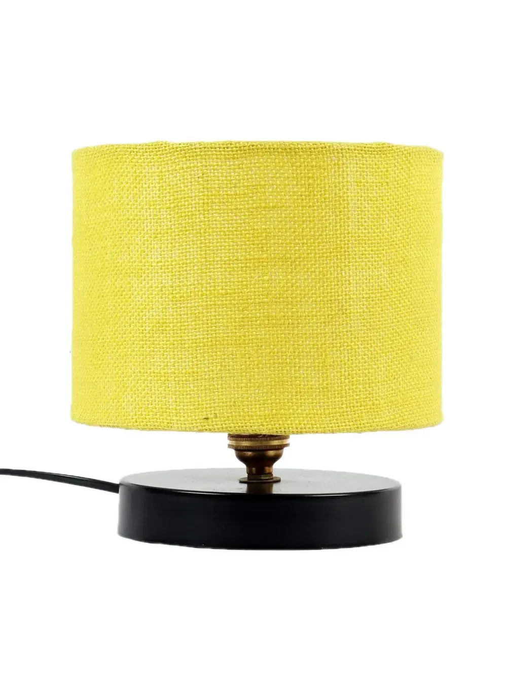 Yellow Jute Table Lamp with Iron Base