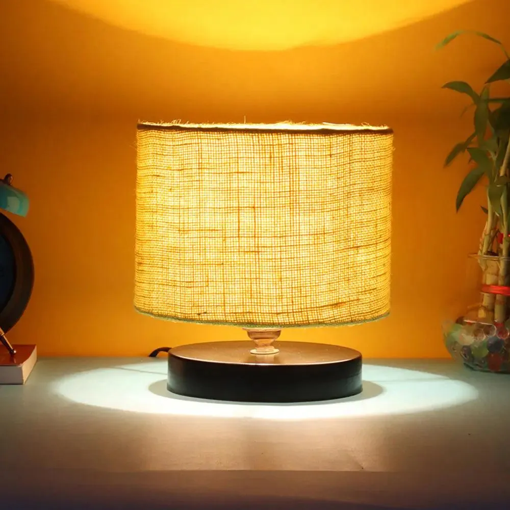 Yellow Jute Table Lamp with Iron Base