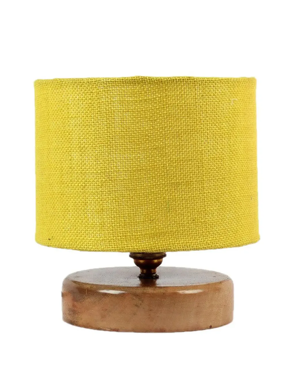 Yellow Jute Table Lamp with Wood Base
