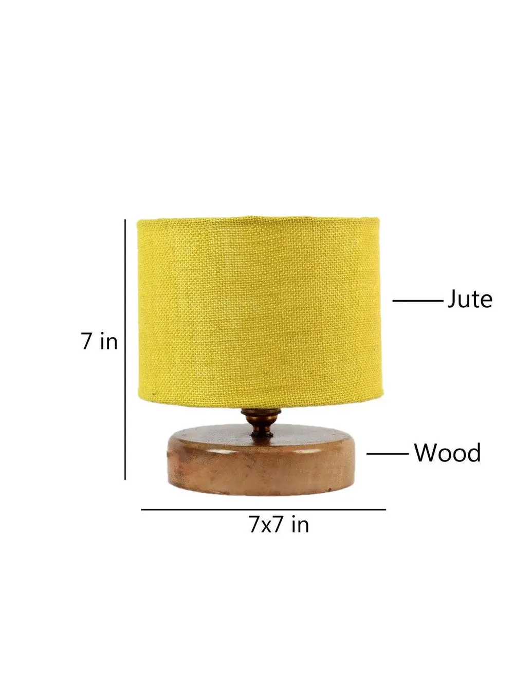 Yellow Jute Table Lamp with Wood Base