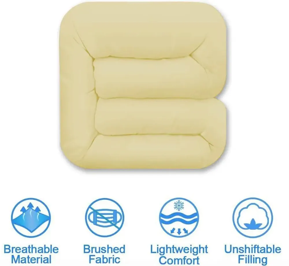 Yellow Loosely Quilted Double Bed Comforter