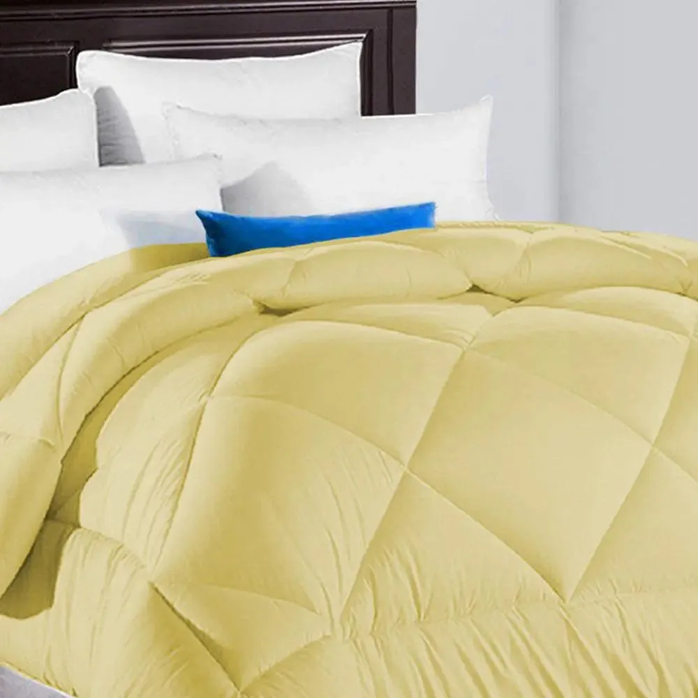Yellow Loosely Quilted Double Bed Comforter