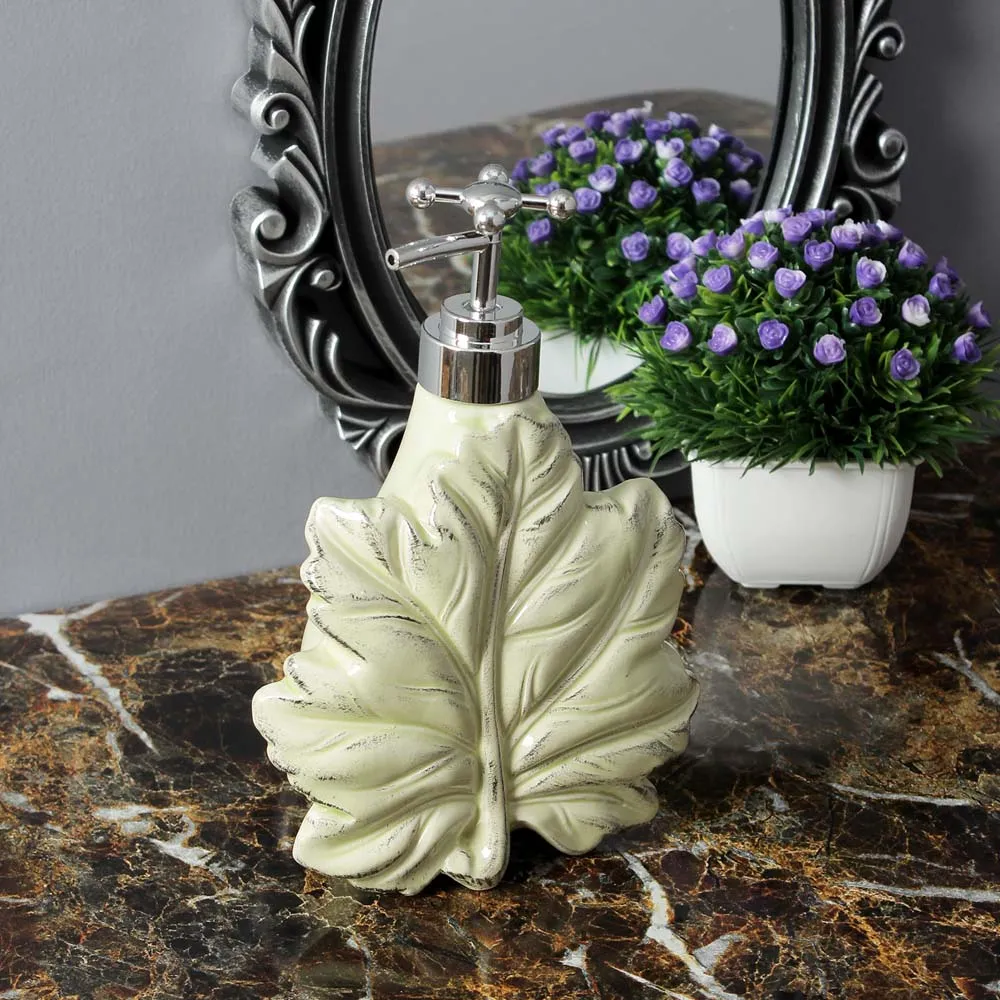 Yellow Maple Leaf Designer Liquid Soap Dispenser