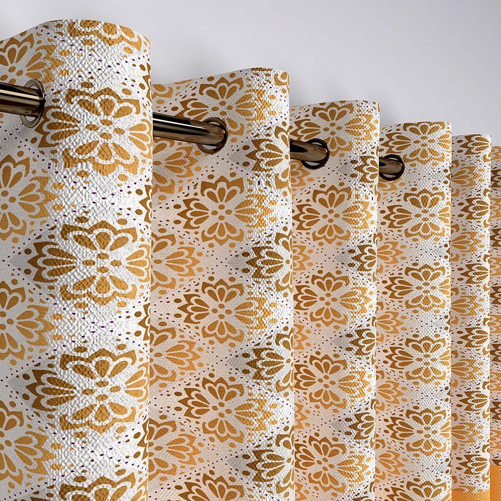 Yellow Motif Semi-Designer Door Curtain Regular Single Piece (7ft)
