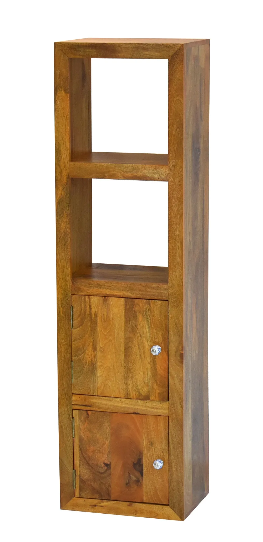 Yellow Natural Teak Wood Multipurpose Floor Bookshelf