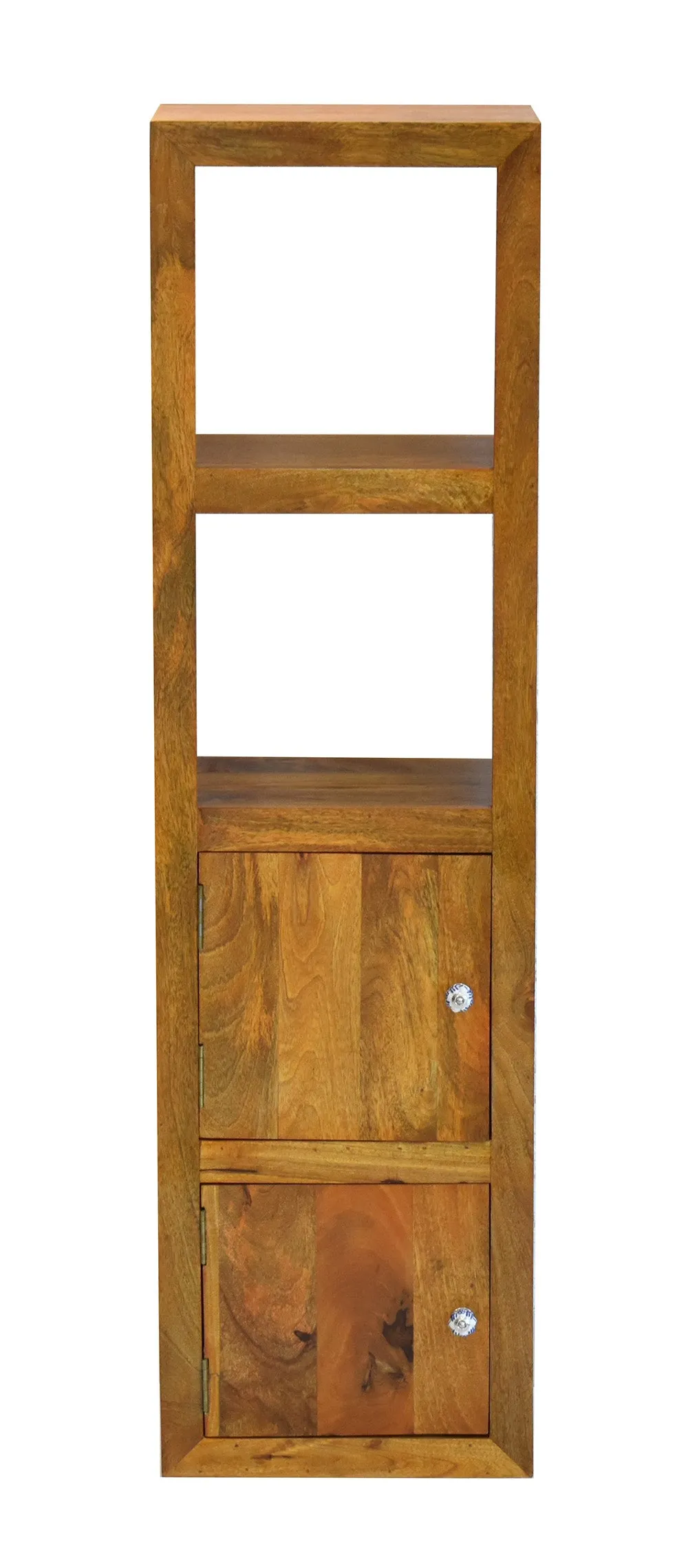 Yellow Natural Teak Wood Multipurpose Floor Bookshelf