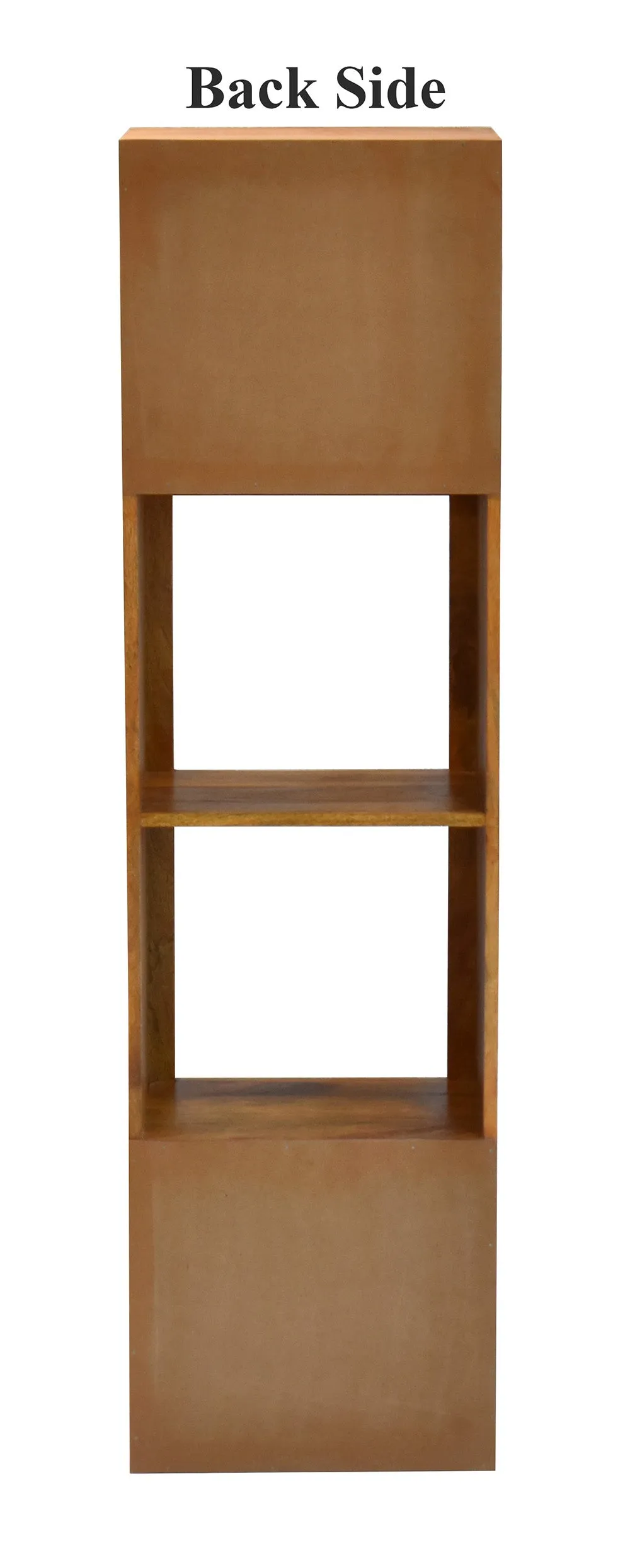 Yellow Natural Teak Wood Multipurpose Partially Closed Floor Bookshelf