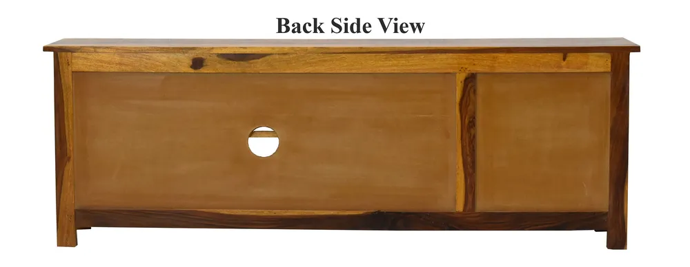 Yellow Natural Teak Wood Multipurpose TV Entertainment Unit/Cabinet