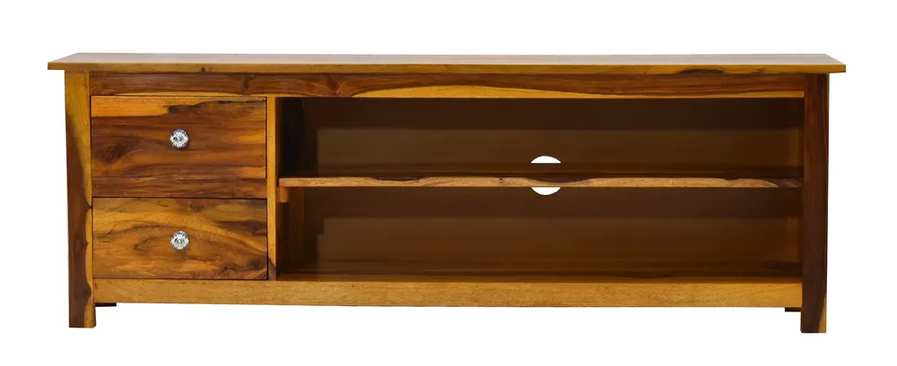 Yellow Natural Teak Wood Multipurpose TV Entertainment Unit/Cabinet