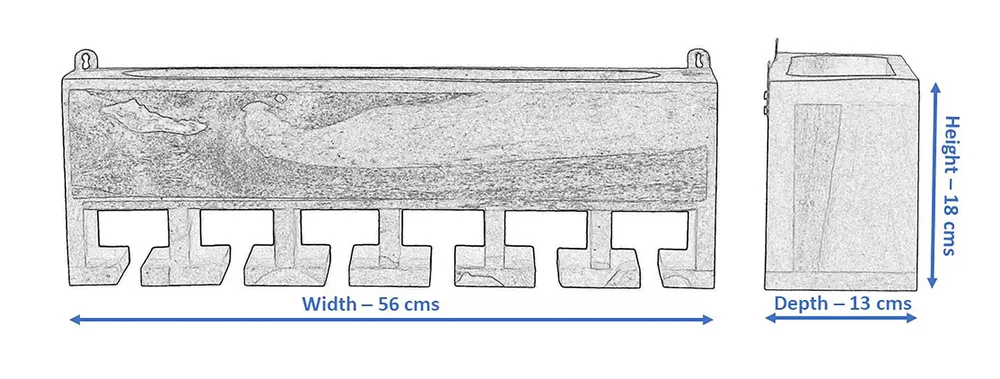 Yellow Natural Teak Wood Wall Mounted Bar Cabinet