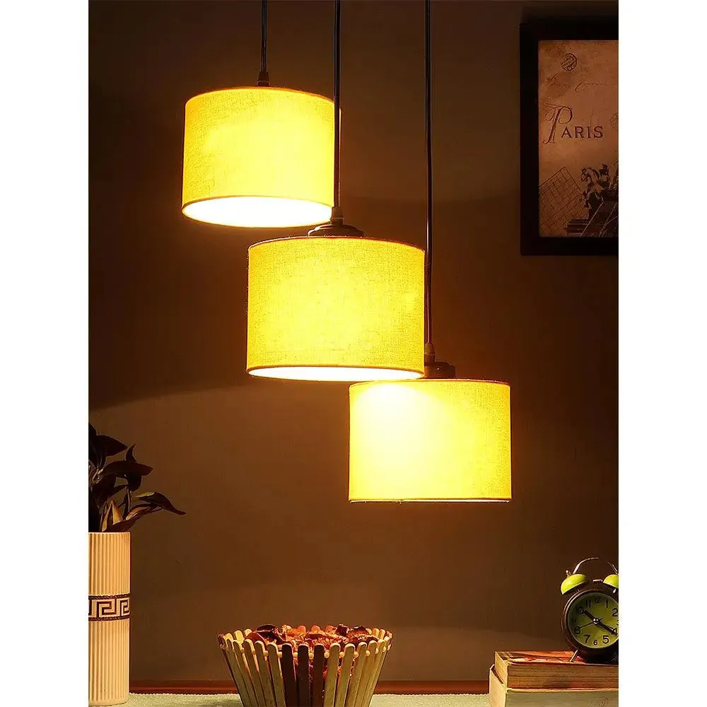 Yellow Round Cotton Drum Cluster Hanging Light