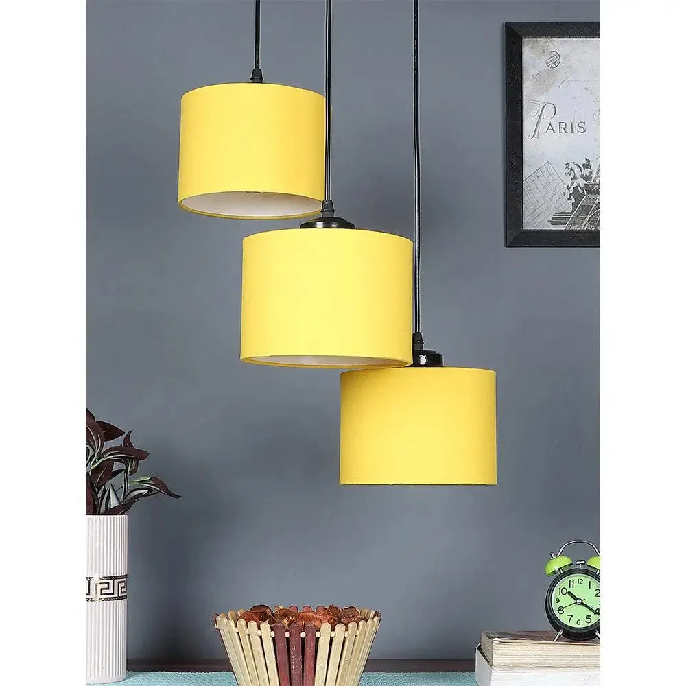 Yellow Round Cotton Drum Cluster Hanging Light