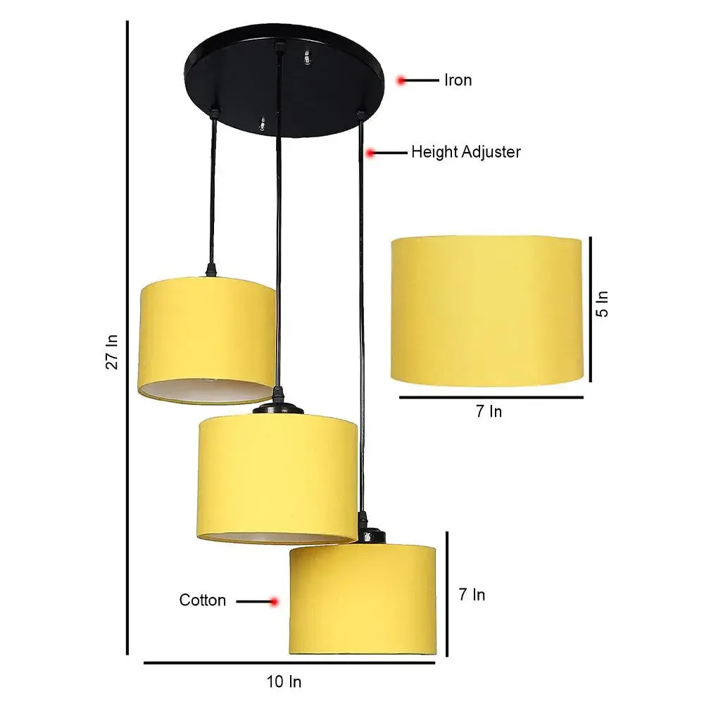 Yellow Round Cotton Drum Cluster Hanging Light