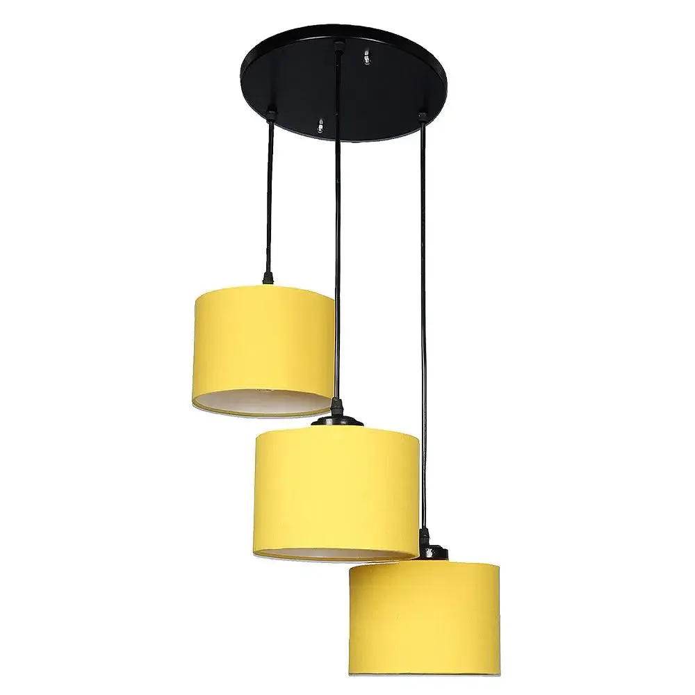 Yellow Round Cotton Drum Cluster Hanging Light