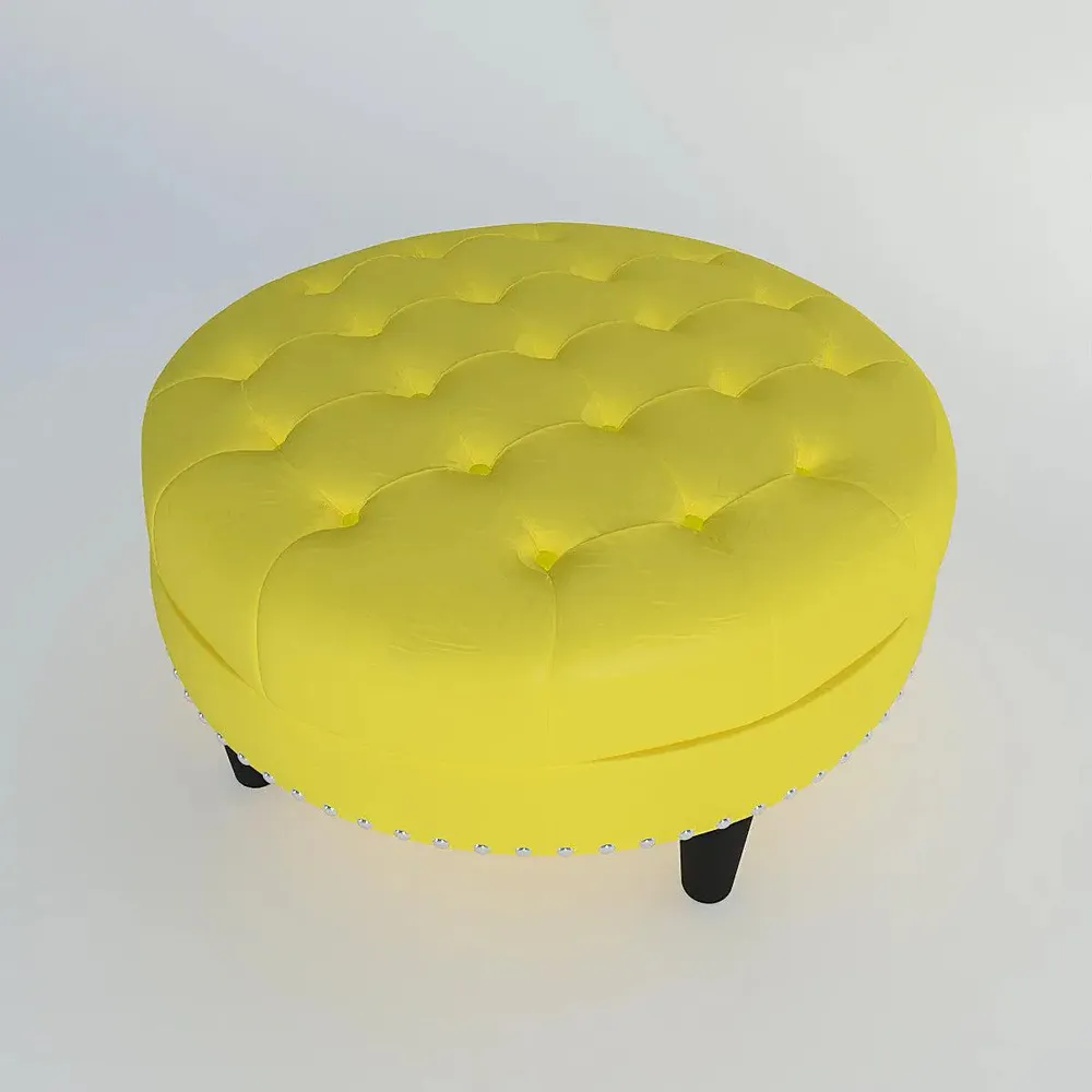Yellow Round-Shaped Premium Quality Vanity Stool
