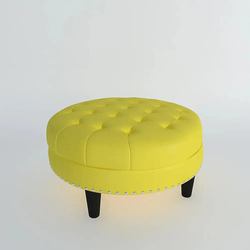 Yellow Round-Shaped Premium Quality Vanity Stool