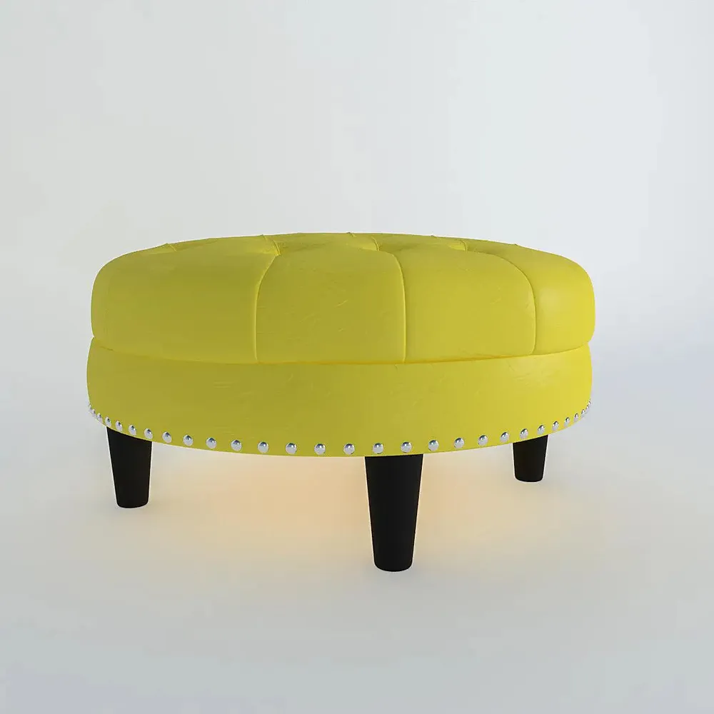 Yellow Round-Shaped Premium Quality Vanity Stool